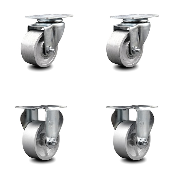 3 Inch Semi Steel Wheel Swivel Top Plate Caster Set with 2 Rigid